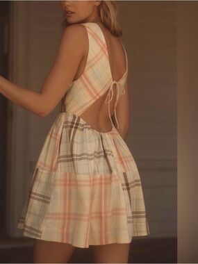 NWT XS Lyrebird Plaid Open Back Dress